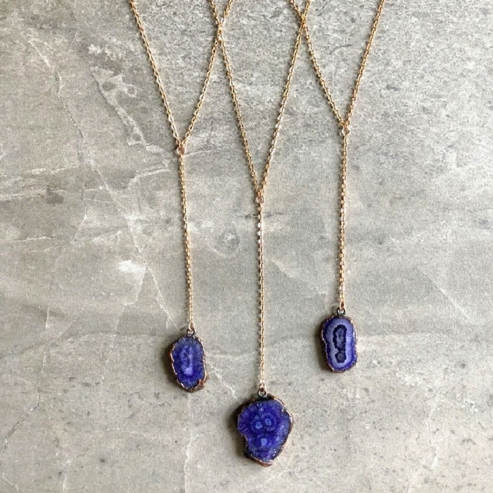 NWT Rose Gold 14K Real Amethyst Lariat Necklace
